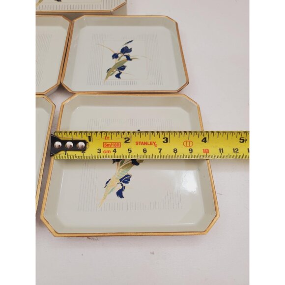 Vintage Japanese Otagiri iris set of 6 coasters in small trinket box - Picture 9 of 10